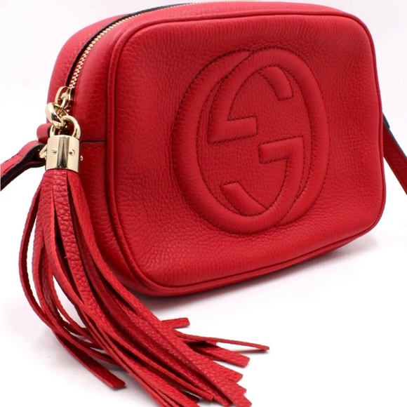 Authentic Gucci Red Soho Leather GG Tassel Crossbody Bag - Picture 4 of 16